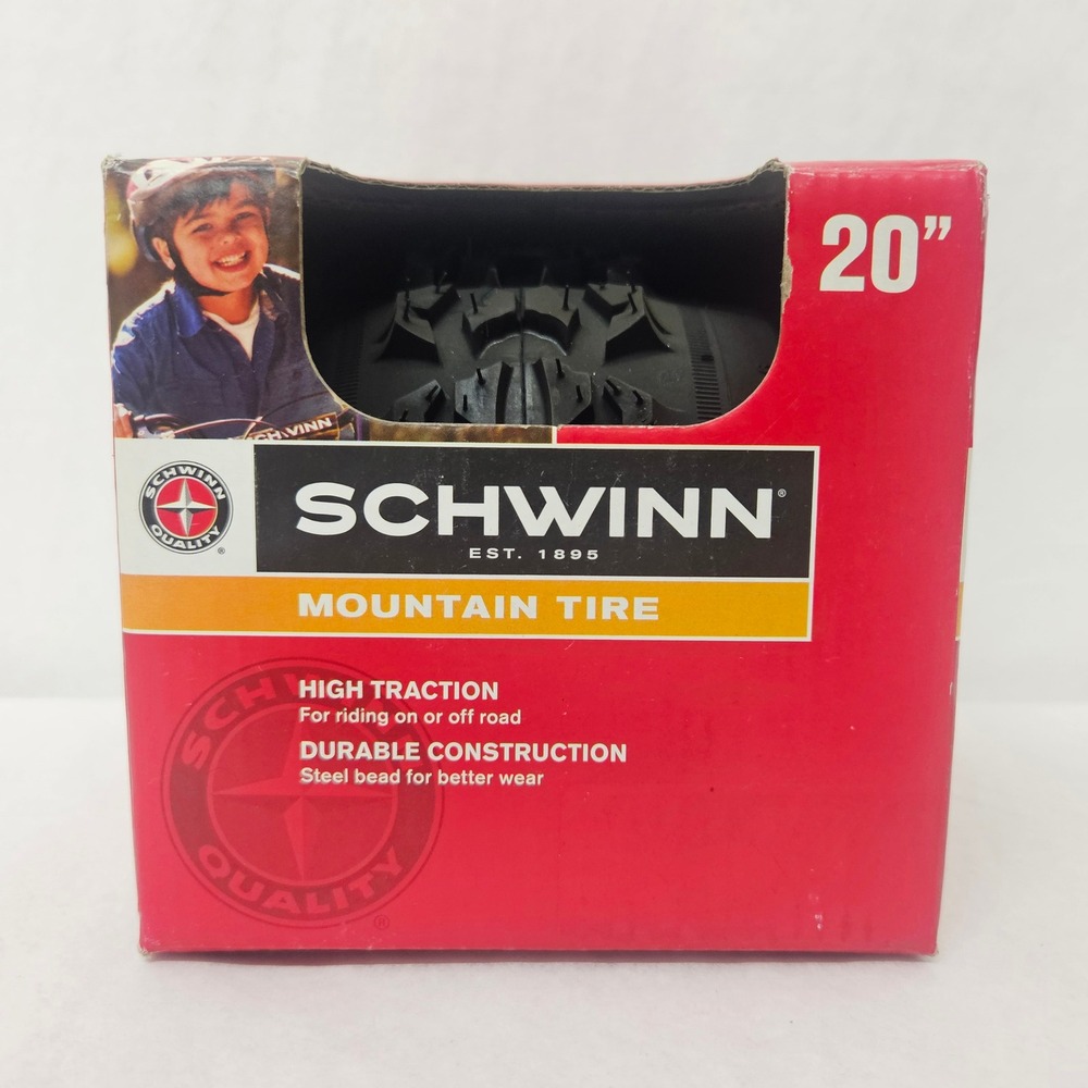 Schwinn 20 Inch Mountain Bike Tire High Traction Steel Bead Black SW75442
